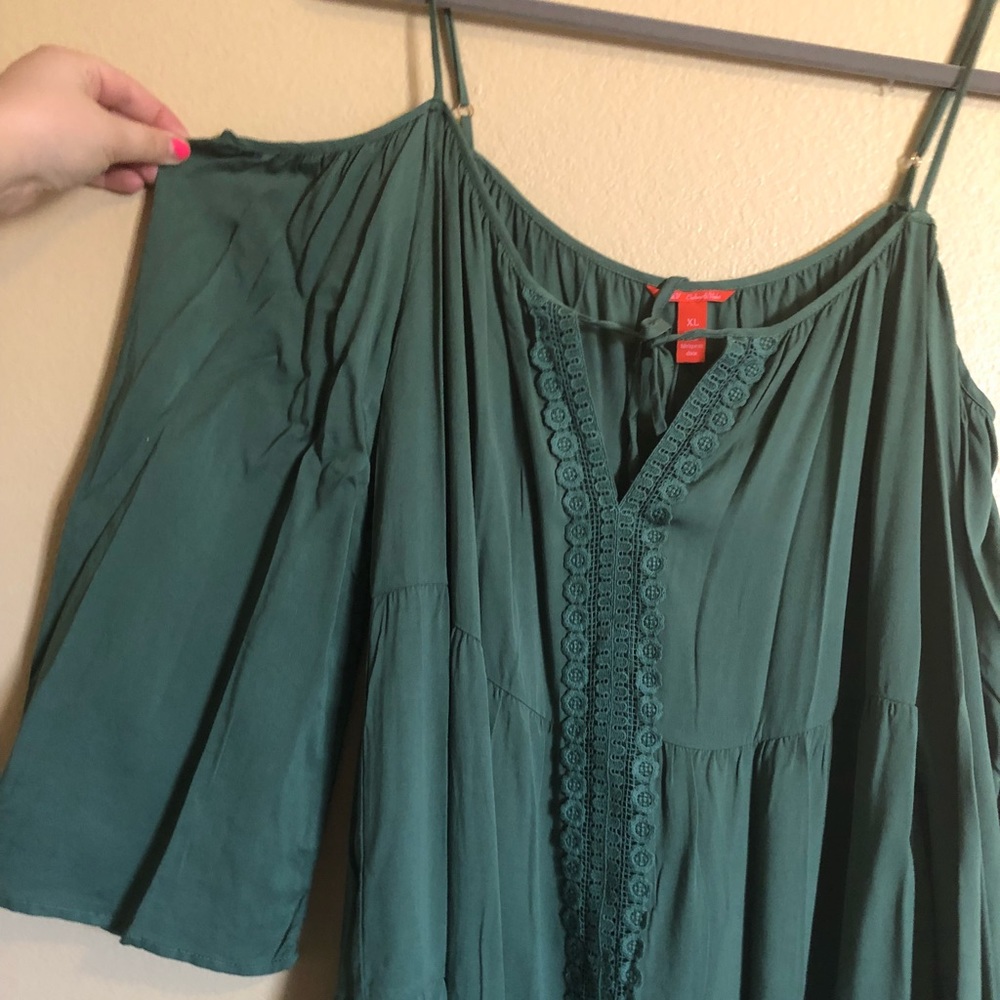 Olive green cold shoulder dress